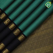 Emarald green gold micro vairaoosi design grape brown gold zari rettapet border vintage traditional silk saree