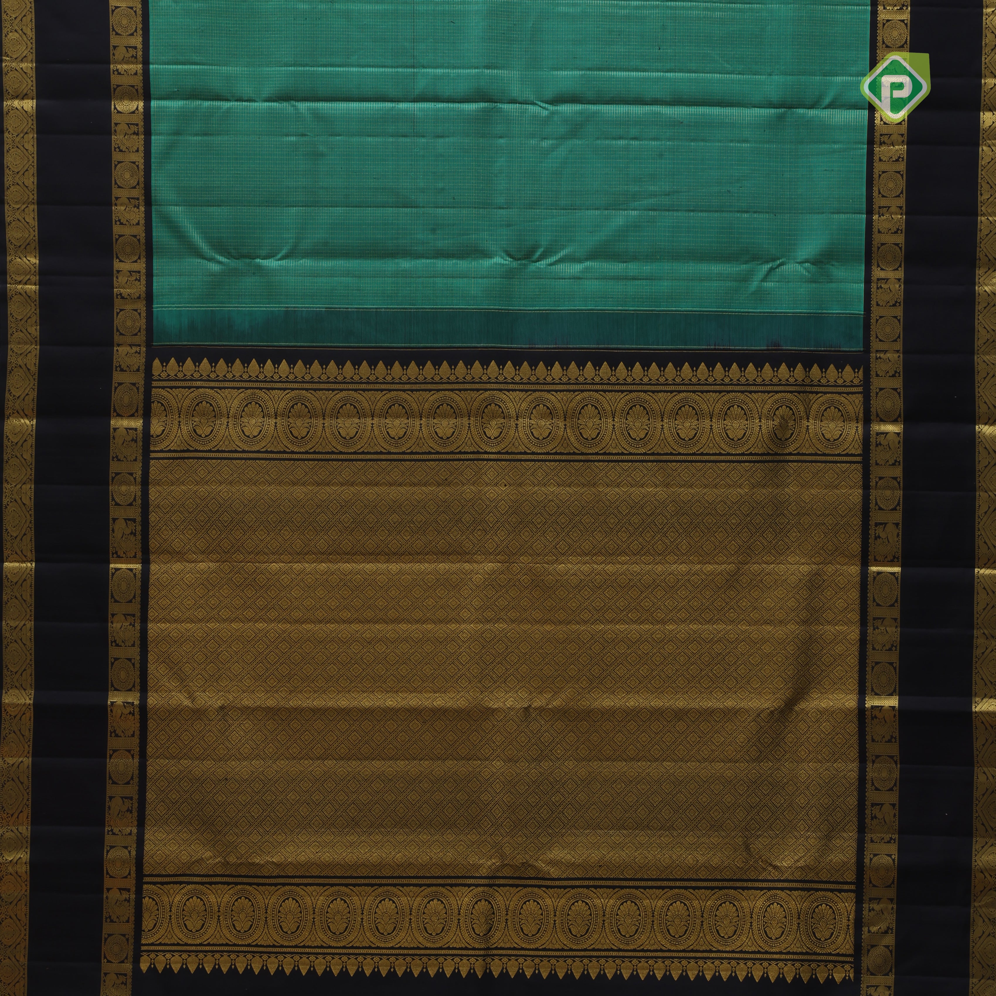 Emarald green gold micro vairaoosi design grape brown gold zari rettapet border vintage traditional silk saree
