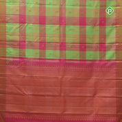 pink base tri color big checks annam chakkram butta pink gold zari edge border traditional silk saree