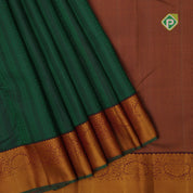 Green with green thread designed stripes weaved mustard thread work rangoli border trendy designer silk saree