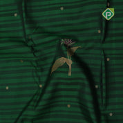 Dark green dual shade lines gold zari leaf meena work butta self gold zari red edge border signature traditional silk saree