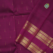 Purple gold zari rain drops butta design self gold zari peacock rettapet border traditional silk saree