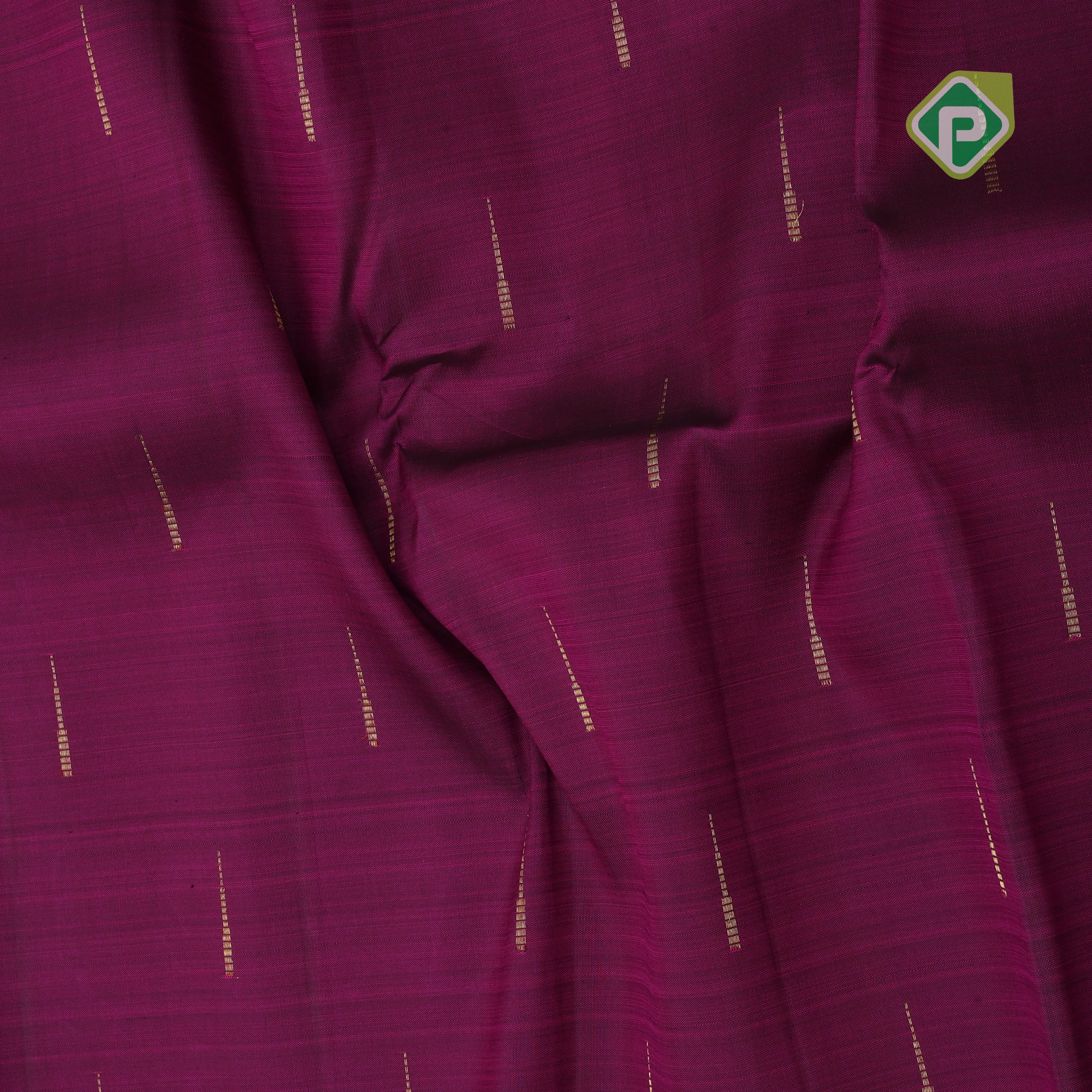 Purple gold zari rain drops butta design self gold zari peacock rettapet border traditional silk saree