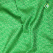 Leaf green full thread work flower checked self gold zari Arch pink edge border bridal silk saree