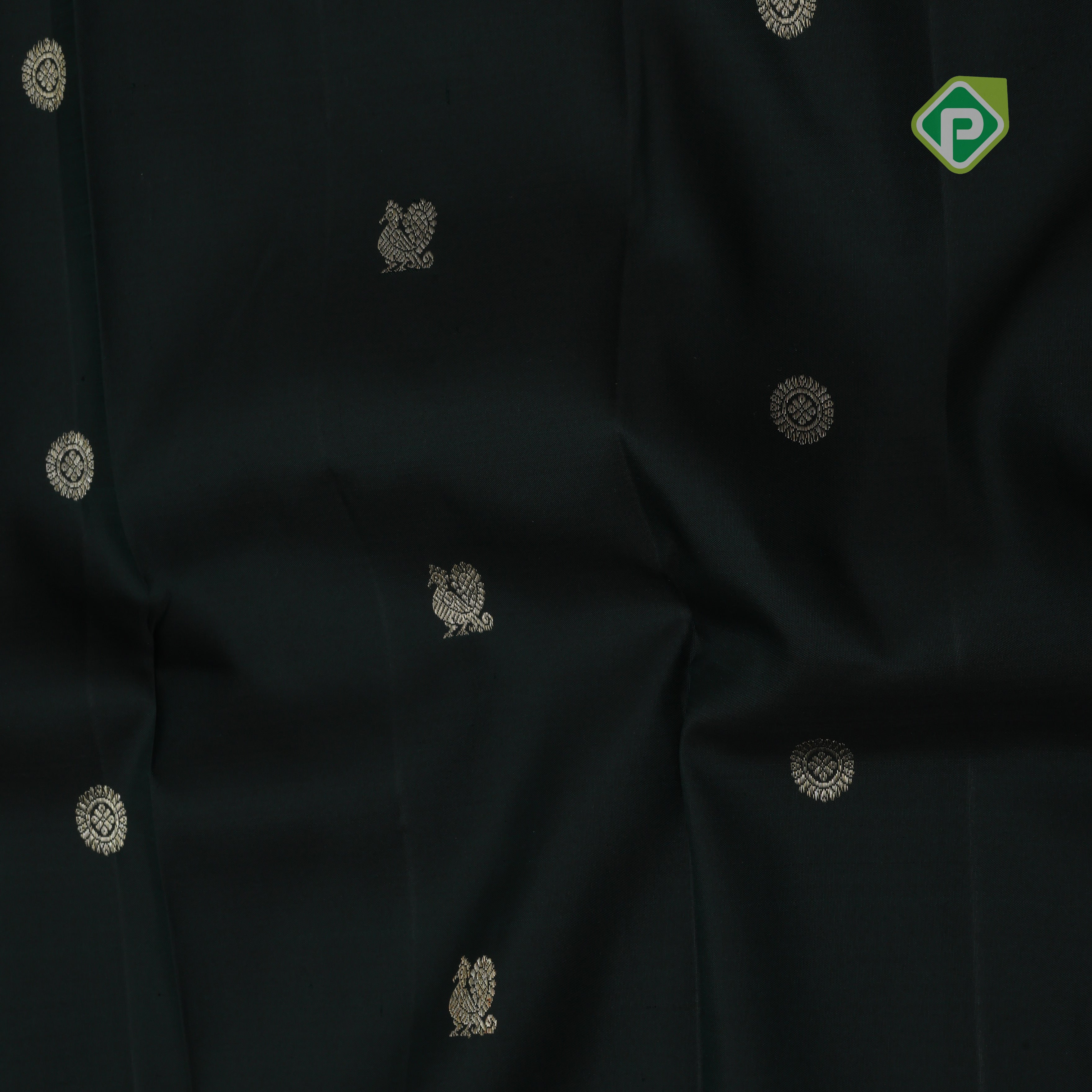 Olive green gold zari peacock chakkaram butta peach pink gold zari thread lines retro traditional silk saree