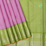 pale pink silver gold zari fancy mango butta parrot green dual zari orange edge border traditional silk saree