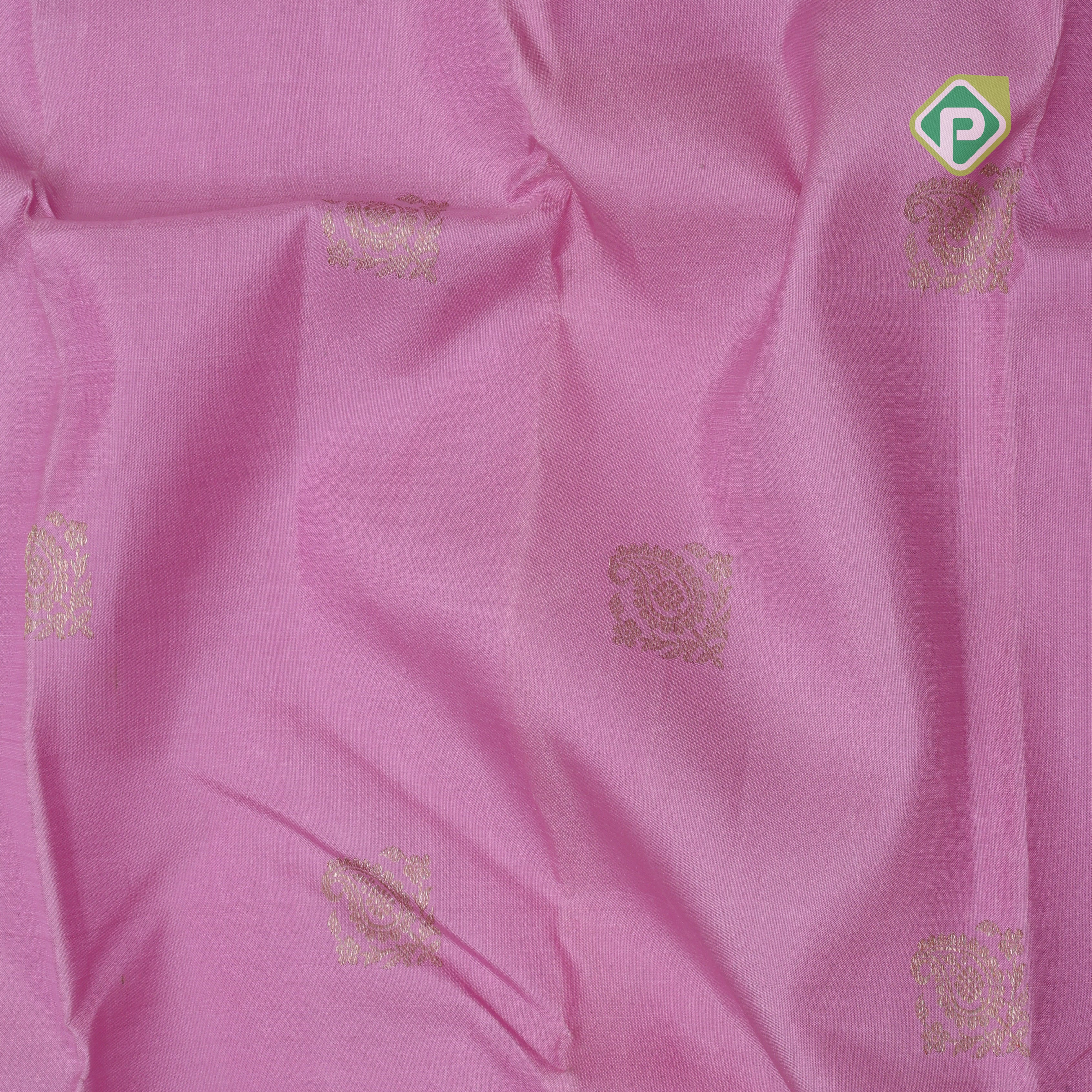 pale pink silver gold zari fancy mango butta parrot green dual zari orange edge border traditional silk saree