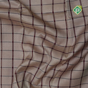 Wood beige purple checked window panel rama green silver zari double line gap border traditional silk saree