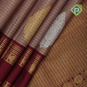 Dark onion gold zari checked mid big thilagam butta maroon gold zari rettapet border retro traditional silk saree