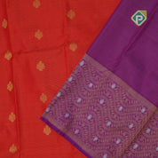 brick red mild vairaoosi tissue gold zari butta purple silver gold zari waves border trendy designer silk saree