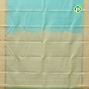 Sky blue cream lines design cream silver zari rettapet border traditional silk saree