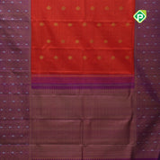 brick red mild vairaoosi tissue gold zari butta purple silver gold zari waves border trendy designer silk saree