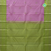 pale pink silver gold zari fancy mango butta parrot green dual zari orange edge border traditional silk saree