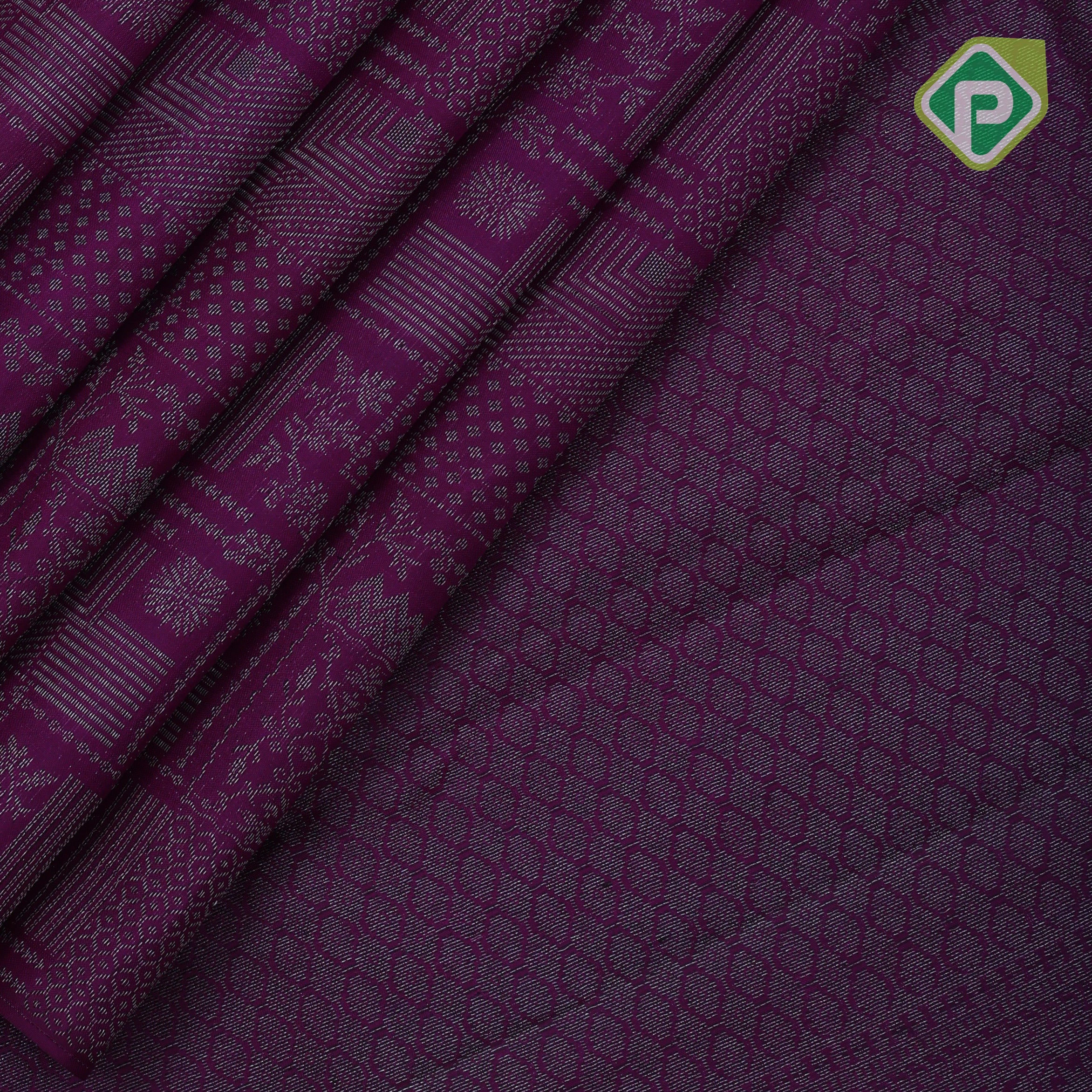 purple with neem zari fancy design blocks borderless all over weaved design silk saree