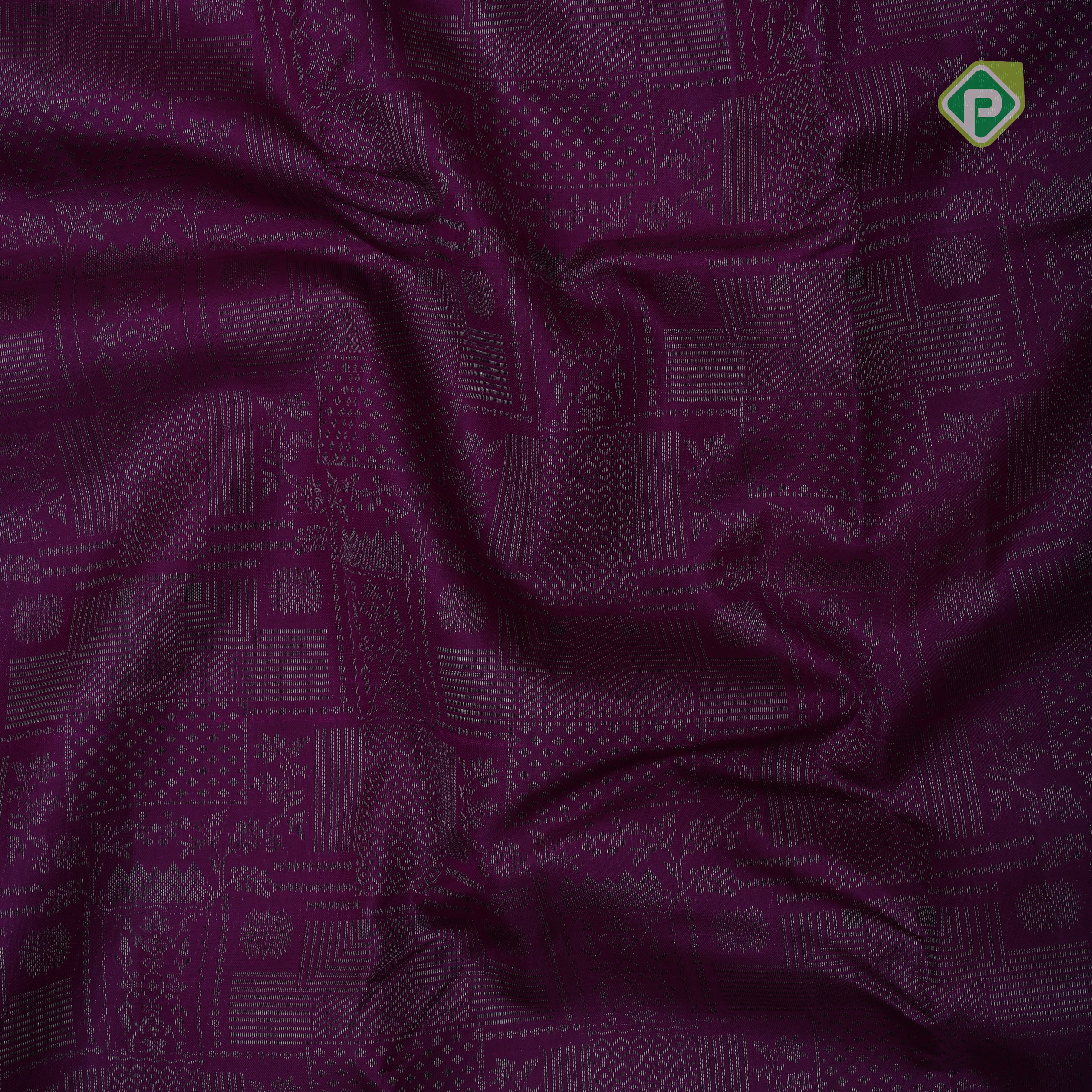 purple with neem zari fancy design blocks borderless all over weaved design silk saree