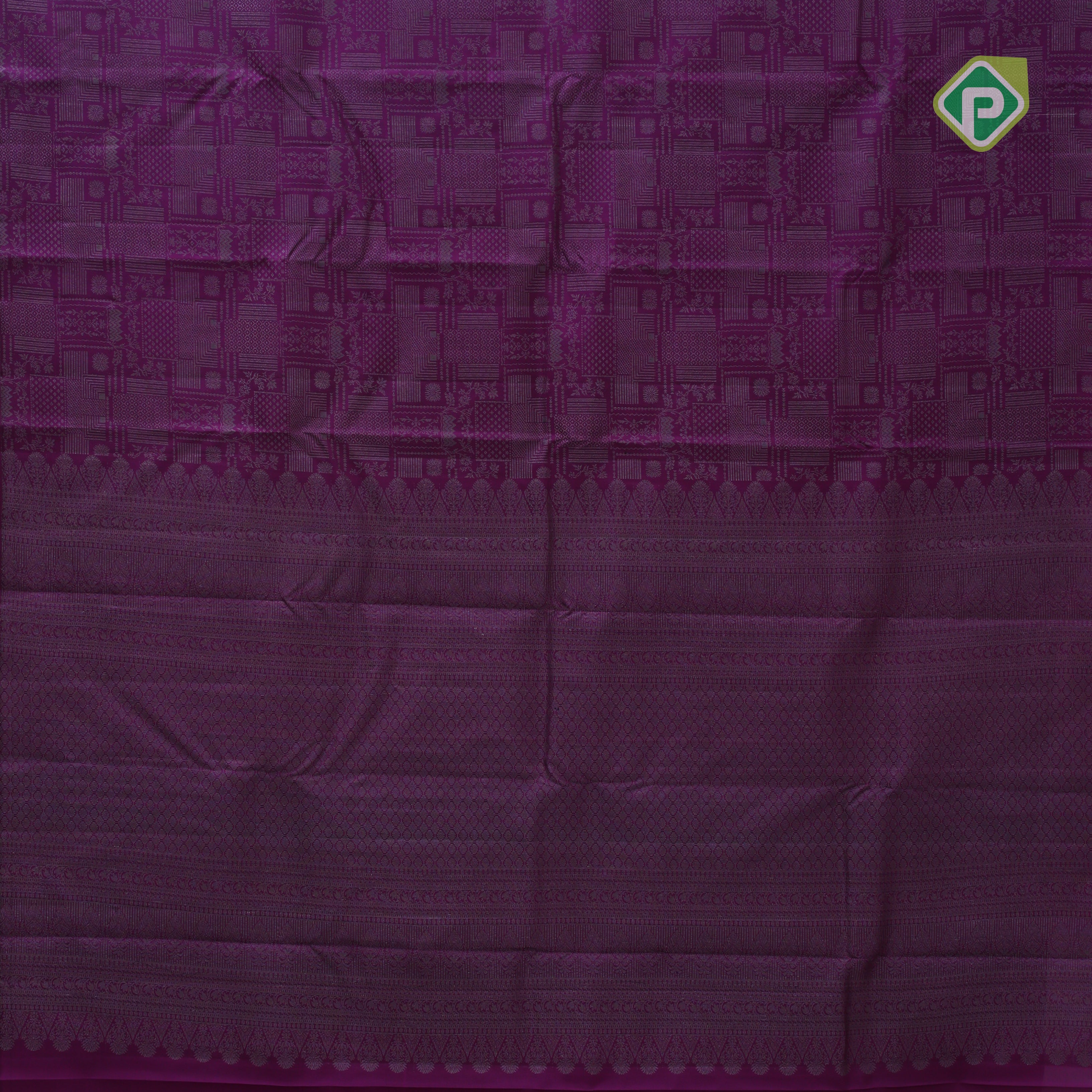 purple with neem zari fancy design blocks borderless all over weaved design silk saree