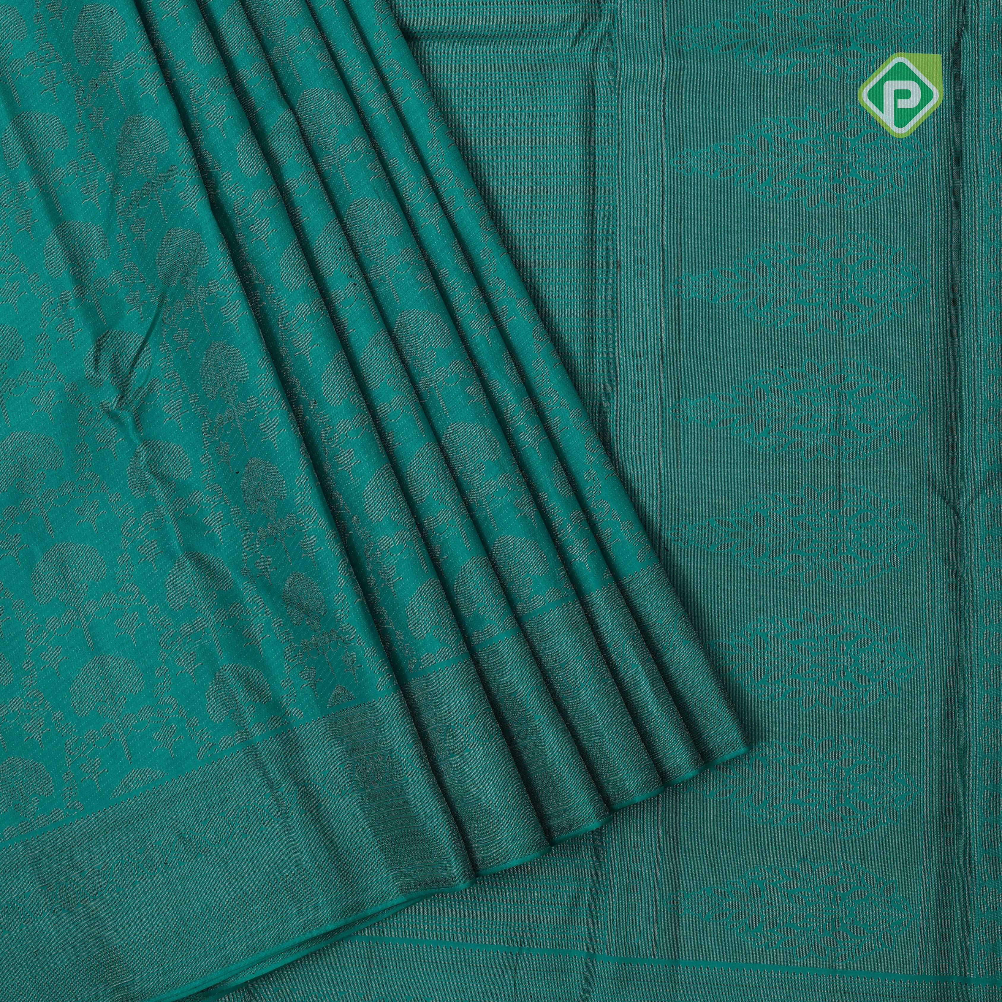 pinkish orange neem zari grand flower design self thilagam border all over weaved silk saree