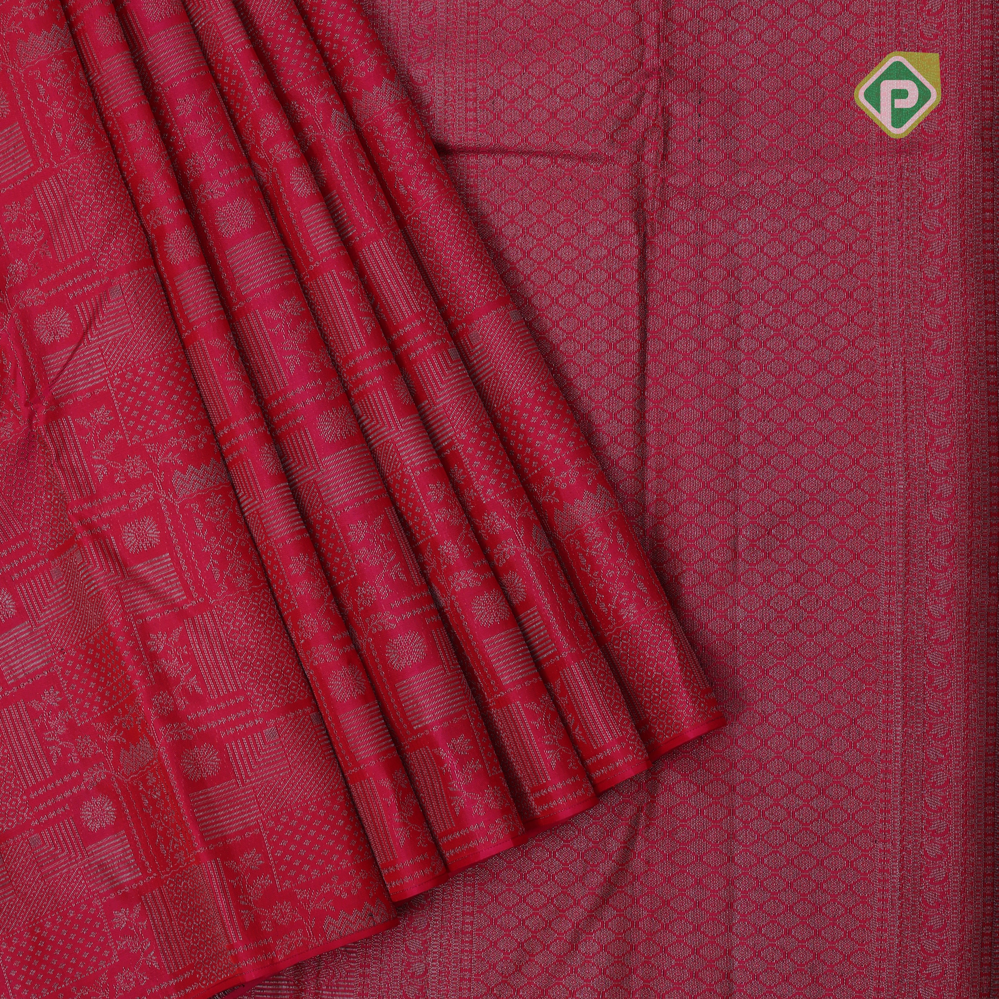 purple with neem zari fancy design blocks borderless all over weaved design silk saree