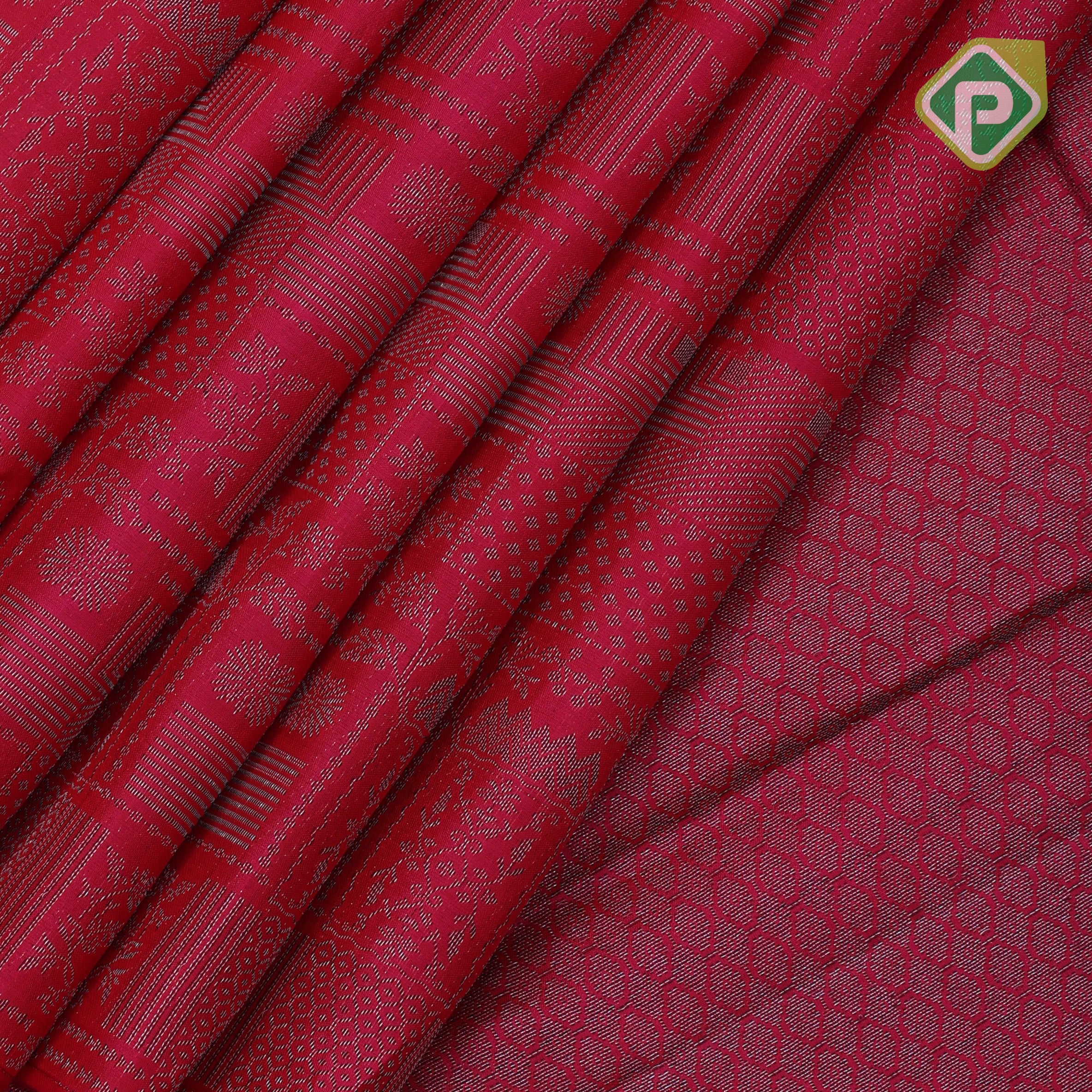 purple with neem zari fancy design blocks borderless all over weaved design silk saree