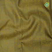 banana yellow neem zari self design boxes pink edge border all over weaved silk saree