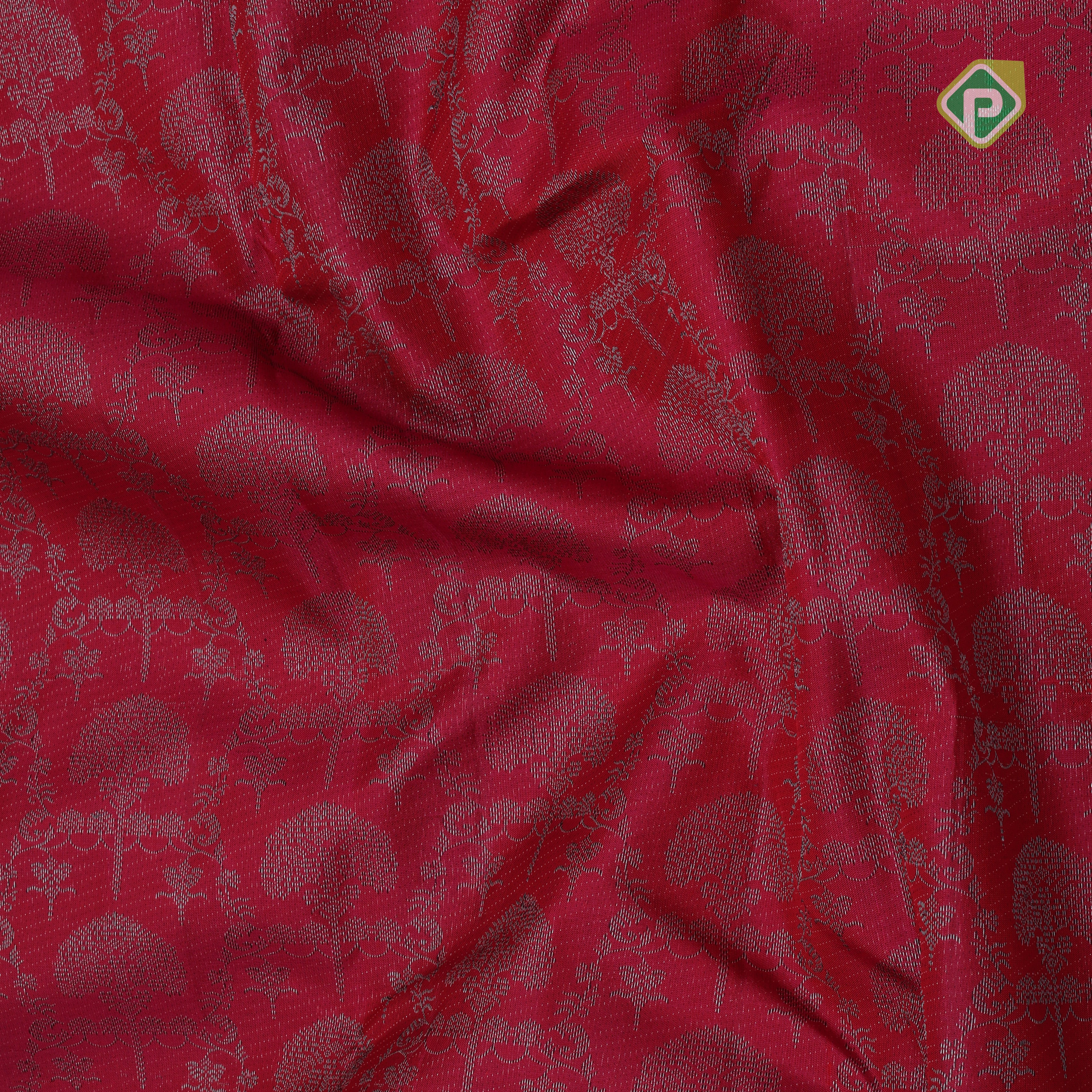magenta pink with neem zari grand floral design rangoli design lines border all over weaved silk saree