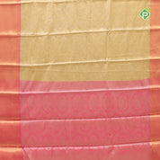 goldish self grand floral tissue contrast pink border celebrity fame trendy fancy saree