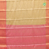 goldish self grand floral tissue contrast pink border celebrity fame trendy fancy saree