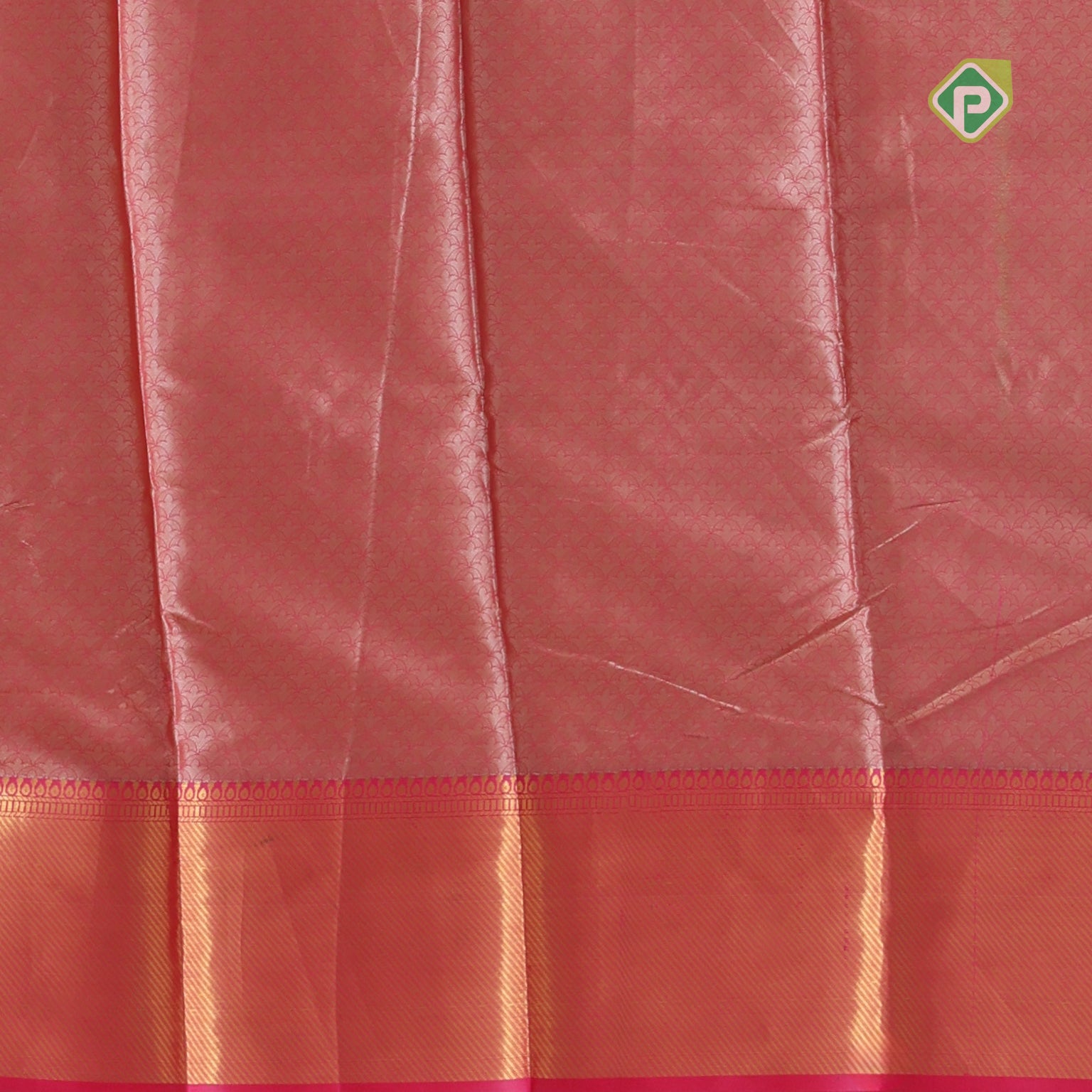 goldish self grand floral tissue contrast pink border celebrity fame trendy fancy saree