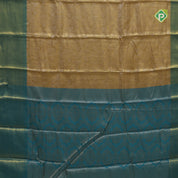 goldish self grand floral tissue contrast peacock blue border celebrity fame trendy fancy saree
