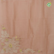 onion pink big flower with leaf fancy batch work organza fancy saree