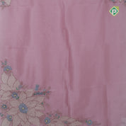 Lavender big flower with leaf fancy batch work organza fancy saree