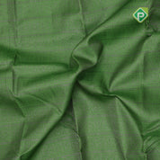 Emarald green gold zari small butta lines self gold zari zig zag border all over weaved silk saree
