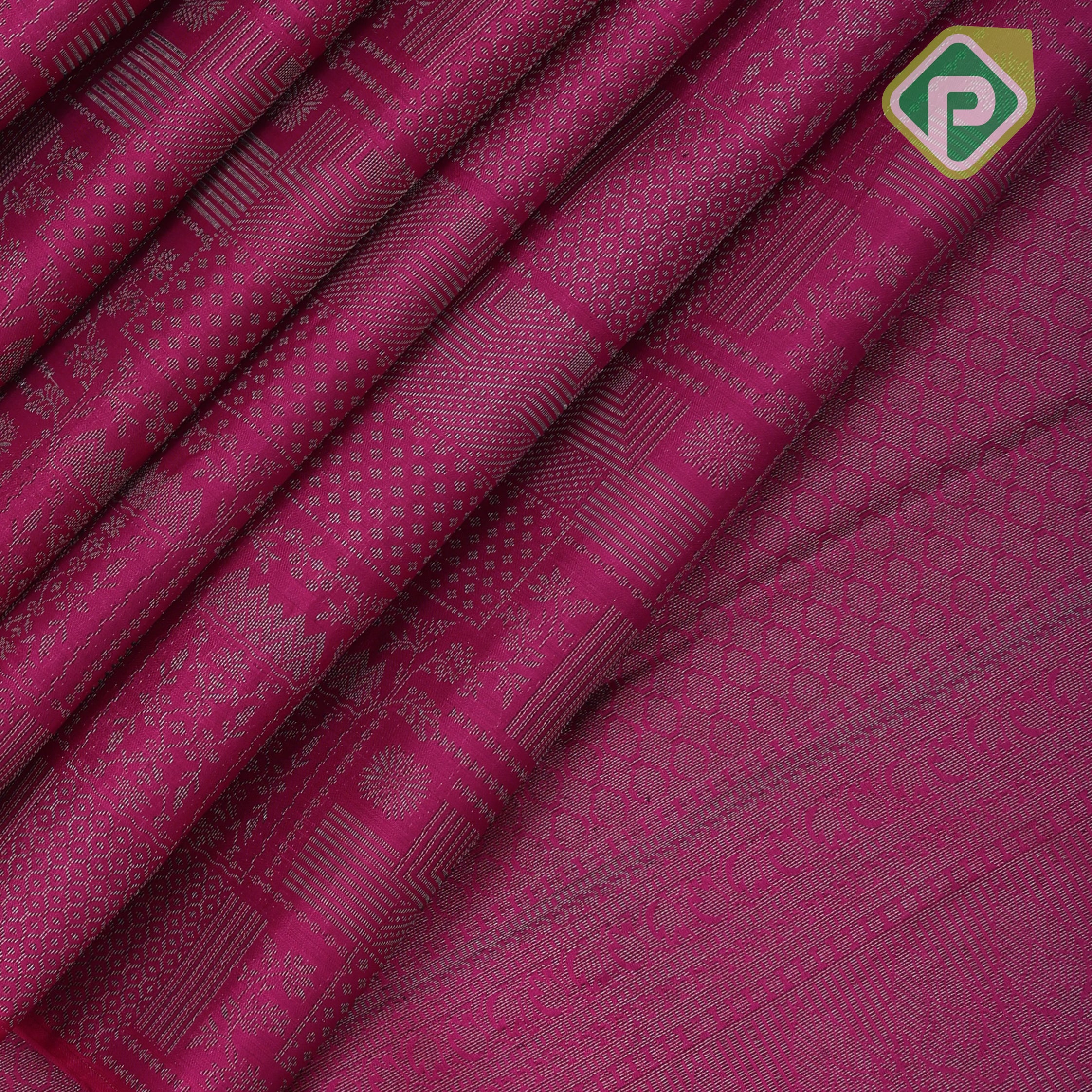 purple with neem zari fancy design blocks borderless all over weaved design silk saree