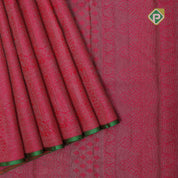 banana yellow neem zari self design boxes pink edge border all over weaved silk saree