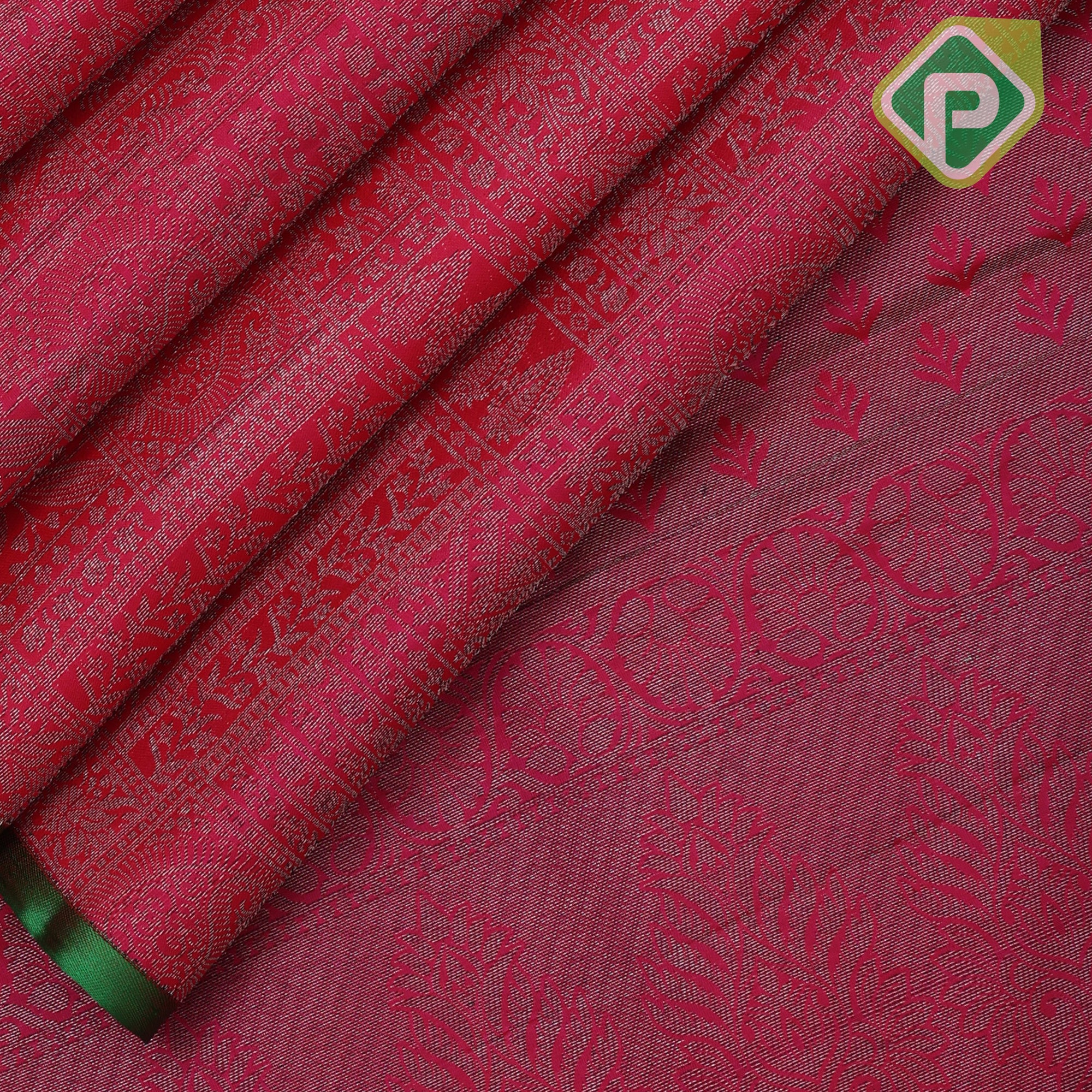 banana yellow neem zari self design boxes pink edge border all over weaved silk saree