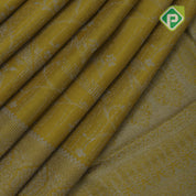 retro yellow neem zari small grand floral self zari floral design border all over weaved silk saree