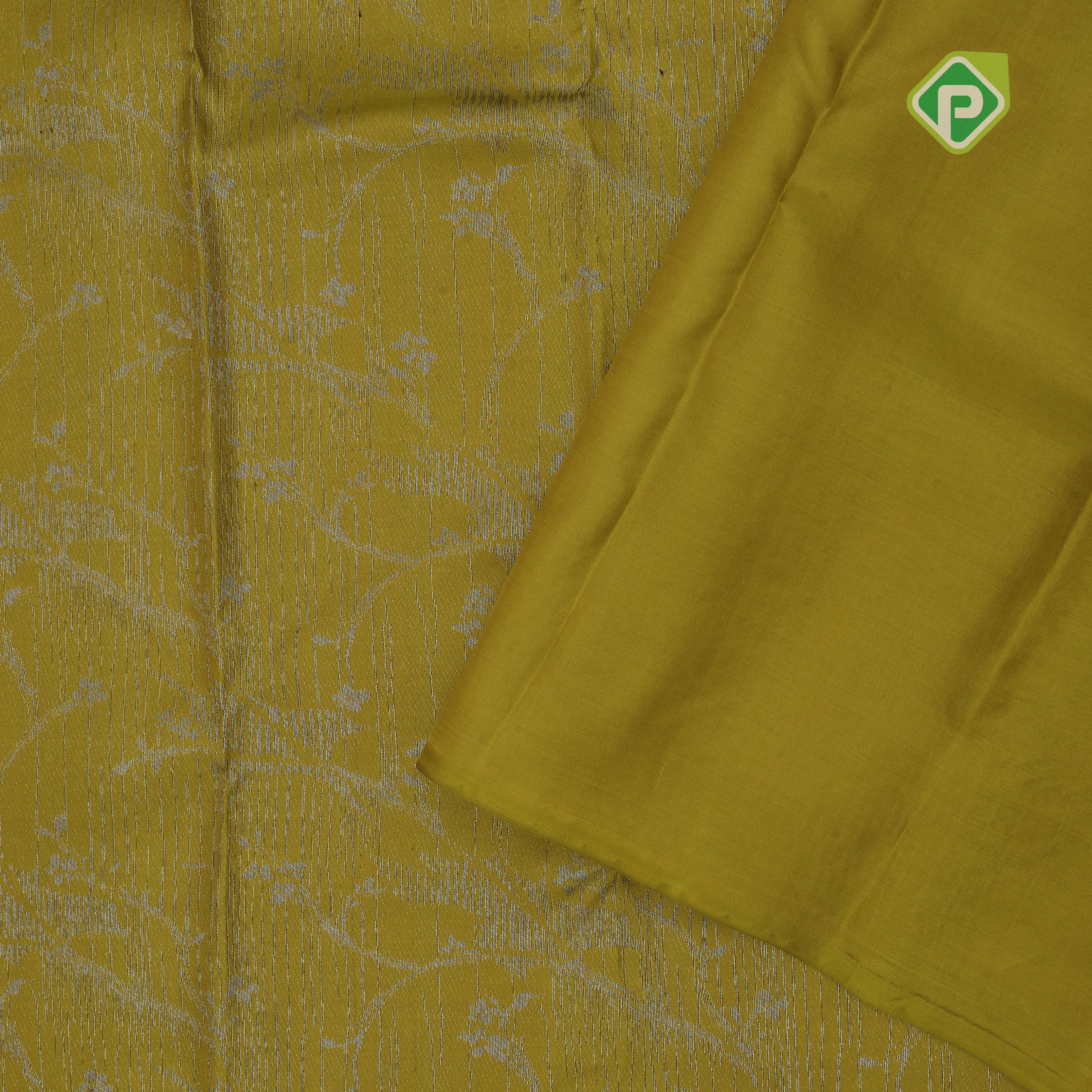 retro yellow neem zari small grand floral self zari floral design border all over weaved silk saree