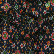 peacock blue with multi color ikkat design rani pink lines border ikkat silk saree