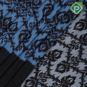 grey blue black ikkat design sold black border ikkat silk saree