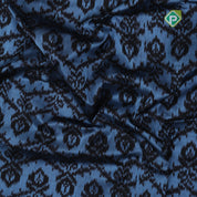 grey blue black ikkat design sold black border ikkat silk saree