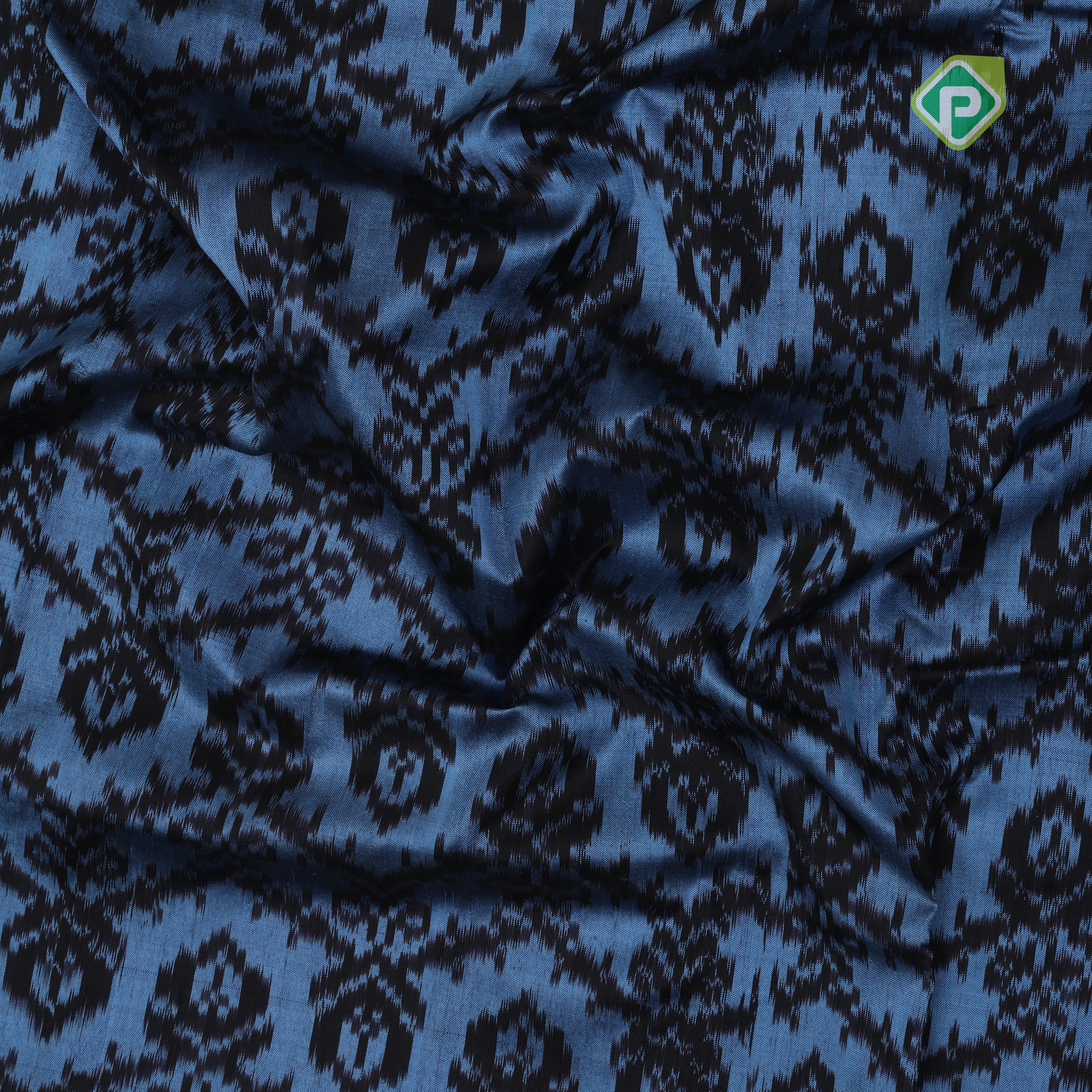grey blue black ikkat design sold black border ikkat silk saree