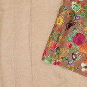 Mint copper silver zari grand floral design fancy floral printed border digital print silk saree