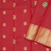 Rani red gold zari chakkaram mango butta self gold zari zig zag design border koorai silk saree