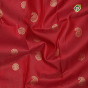 Rani red gold zari chakkaram mango butta self gold zari zig zag design border koorai silk saree