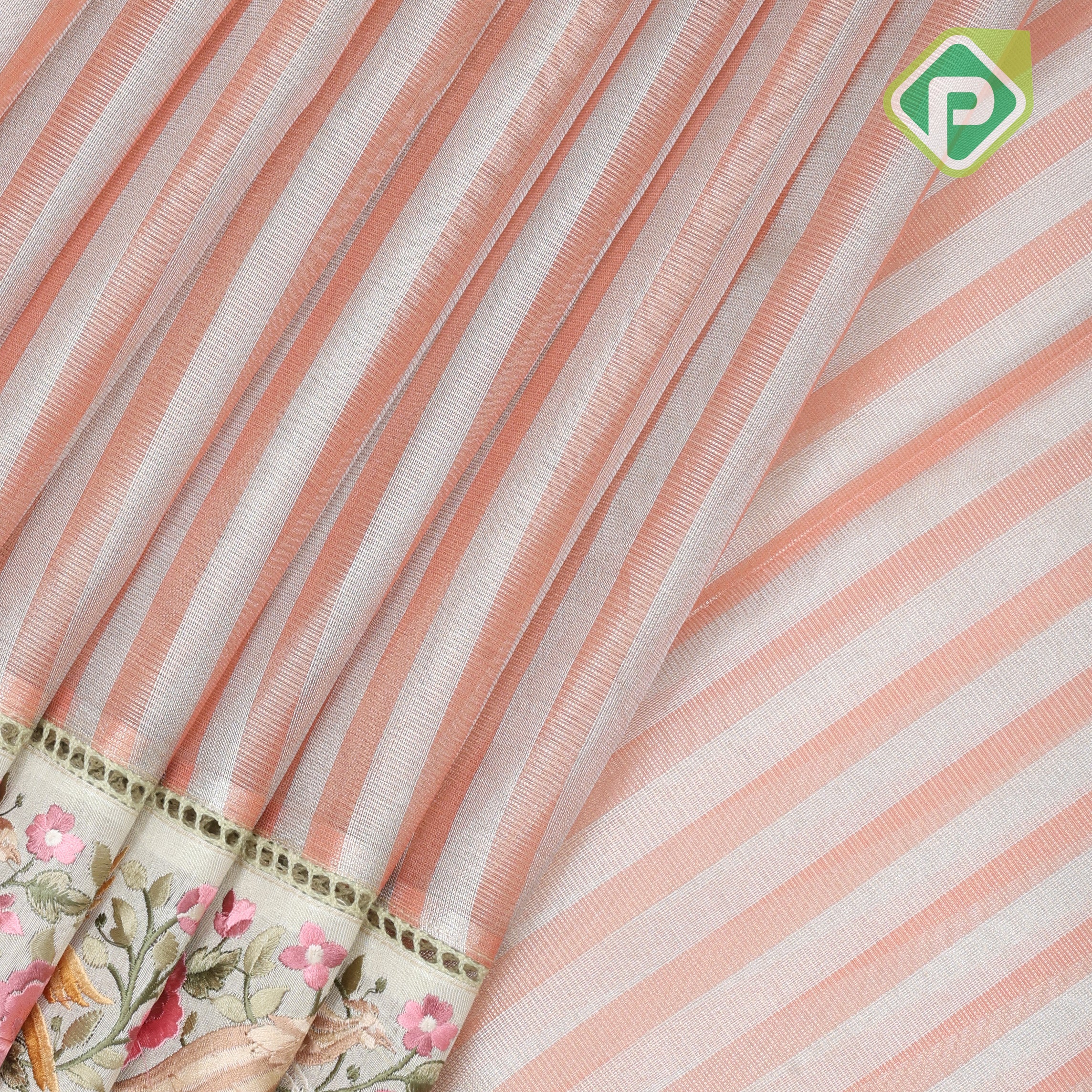 onion beige stripes tissue weave border cut work design border fancy tissue saree