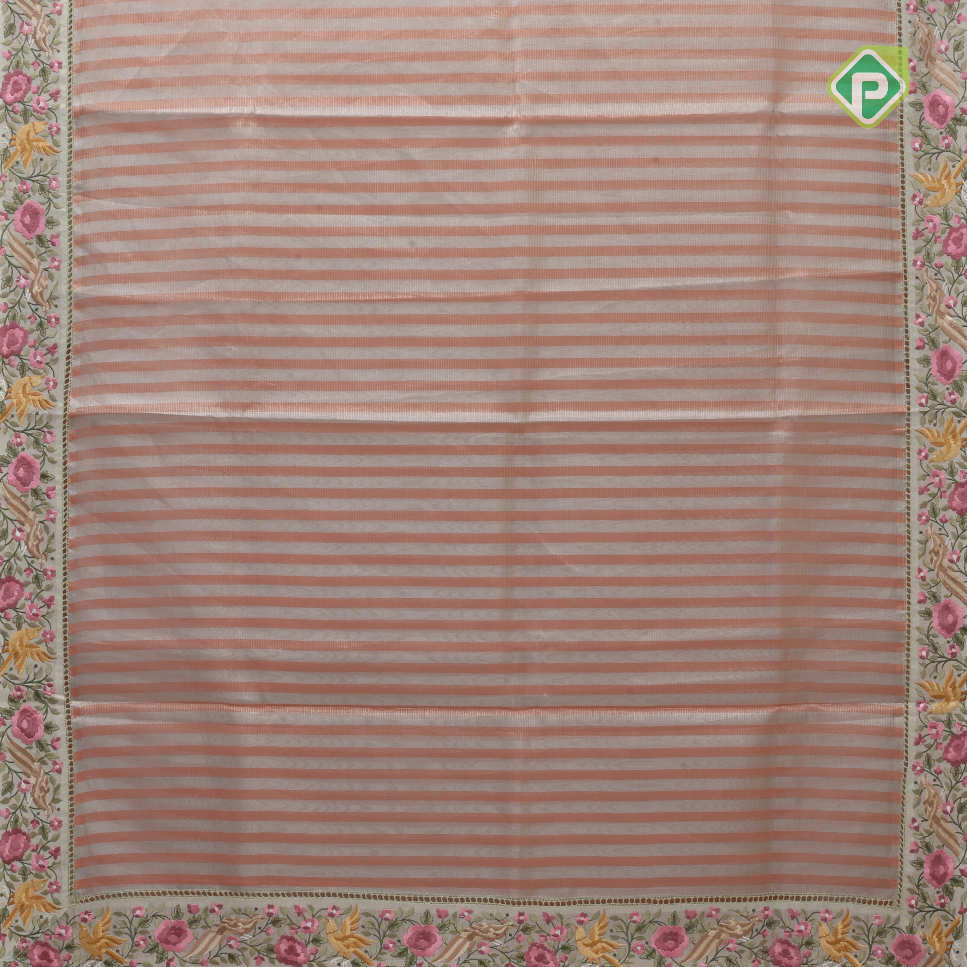onion beige stripes tissue weave border cut work design border fancy tissue saree