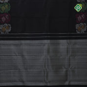 Black and zari grand self weaved design self multi color big fancy flower butta border Luxury black silk saree