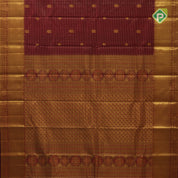 maroon red gold zari lines peacock rudraksham butta self gold zari bavanji border traditional silk saree