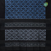 grey blue black ikkat design sold black border ikkat silk saree
