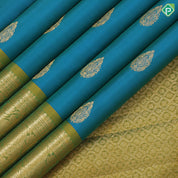 Rexsona Green Gold Zari Thilagam Butta Design Olive Green Peacock Border Design Pure Mix Silk Saree
